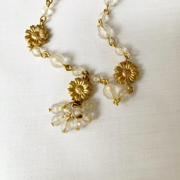 VINTAGE | CUTE HAND MADE GOLD NECKLACE WITH BEADS - Picture 6 of 6